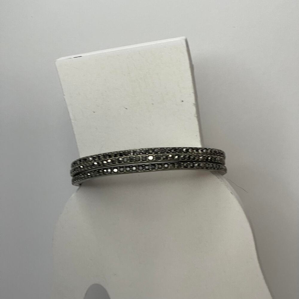 bracelets set of three costume jewelry burnished silver tone gray rhinestone - Picture 4 of 12